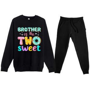 Brother Of The Two Sweet Donut Birthday Family Theme Girl Premium Crewneck Sweatsuit Set