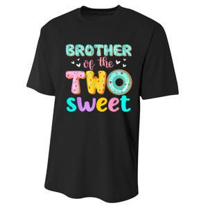 Brother Of The Two Sweet Donut Birthday Family Theme Girl Performance Sprint T-Shirt