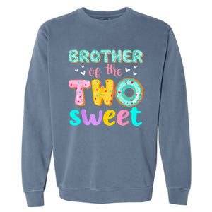 Brother Of The Two Sweet Donut Birthday Family Theme Girl Garment-Dyed Sweatshirt