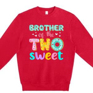 Brother Of The Two Sweet Donut Birthday Family Theme Girl Premium Crewneck Sweatshirt