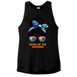 Bring On The Sunshine Messy Bun Sunsets Summer Funny Beach Cool Gift Ladies PosiCharge Tri-Blend Wicking Tank