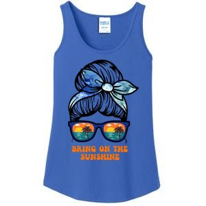 Bring On The Sunshine Messy Bun Sunsets Summer Funny Beach Cool Gift Ladies Essential Tank