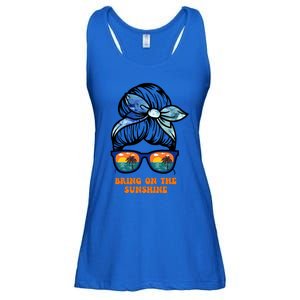 Bring On The Sunshine Messy Bun Sunsets Summer Funny Beach Cool Gift Ladies Essential Flowy Tank