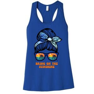 Bring On The Sunshine Messy Bun Sunsets Summer Funny Beach Cool Gift Women's Racerback Tank