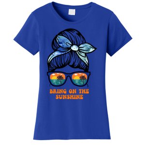 Bring On The Sunshine Messy Bun Sunsets Summer Funny Beach Cool Gift Women's T-Shirt