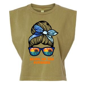 Bring On The Sunshine Messy Bun Sunsets Summer Funny Beach Cool Gift Garment-Dyed Women's Muscle Tee