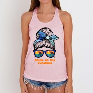 Bring On The Sunshine Messy Bun Sunsets Summer Funny Beach Cool Gift Women's Knotted Racerback Tank