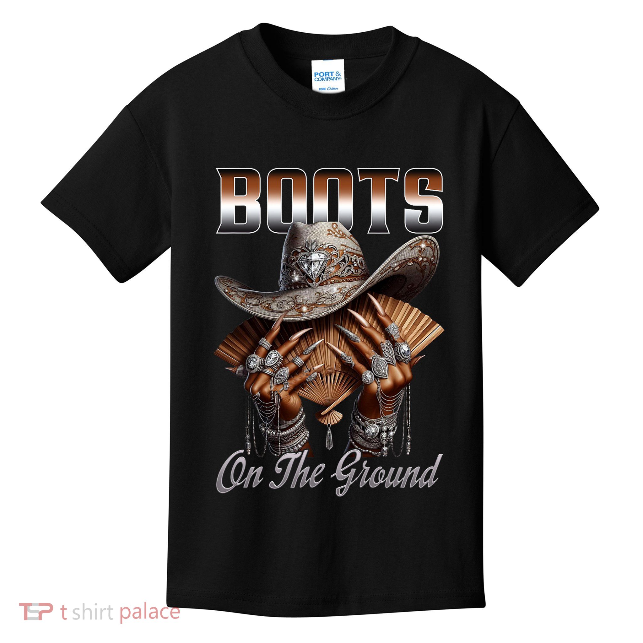 Boots On The Ground Boot Cowboy Western Cowgirl Linedance Kids T-Shirt