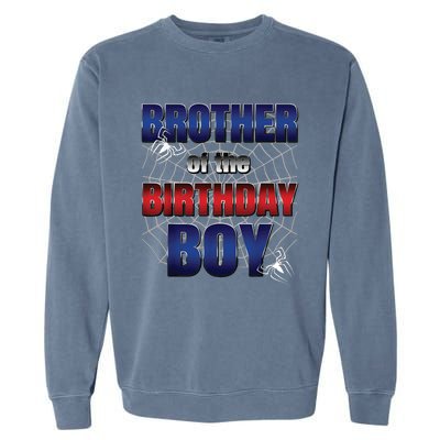 Brother Of The Birthday Boy Spider Web Family Matching Garment-Dyed Sweatshirt