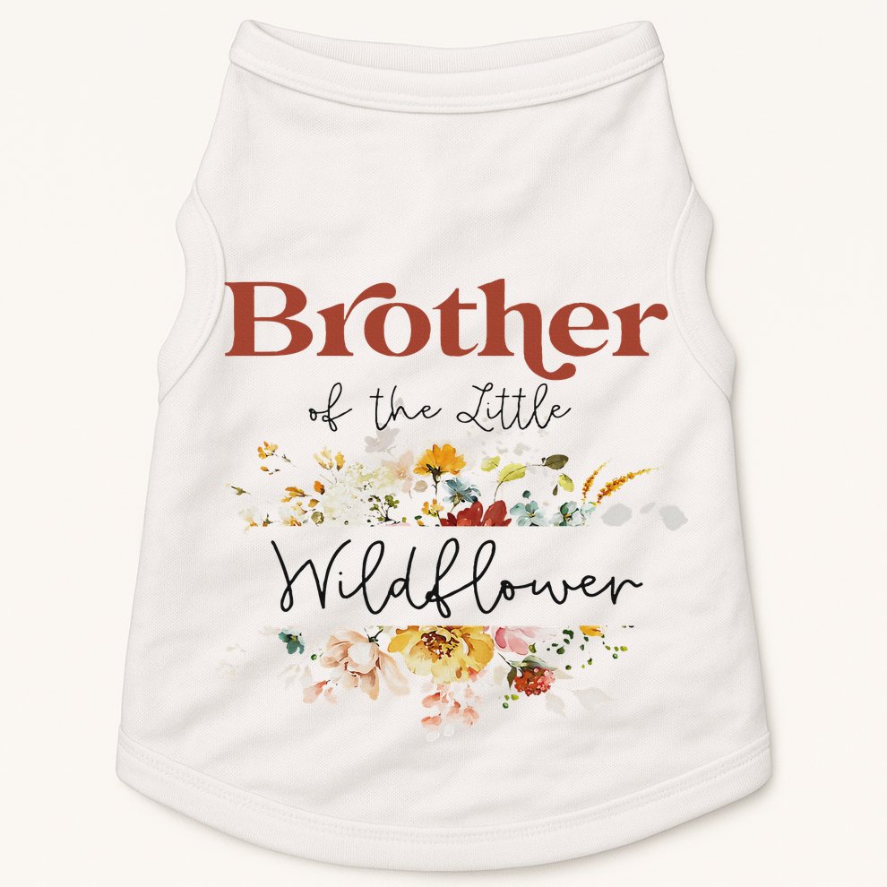 Brother Of The Little Wildflower Birthday Party Baby Shower Doggie Tank