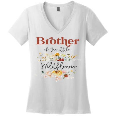 Brother Of The Little Wildflower Birthday Party Baby Shower Women's V-Neck T-Shirt
