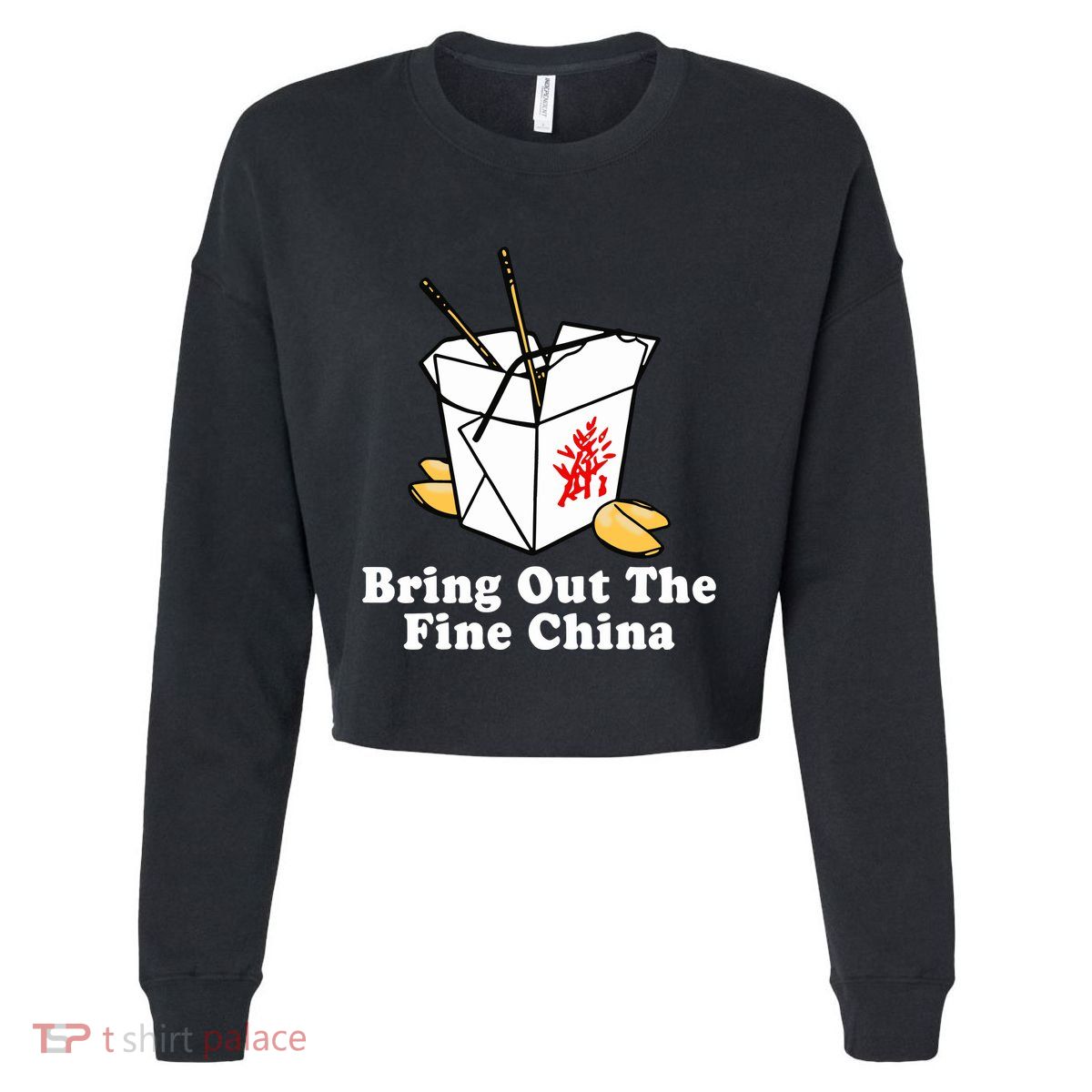 Bring Out The Fine China Cropped Pullover Crew