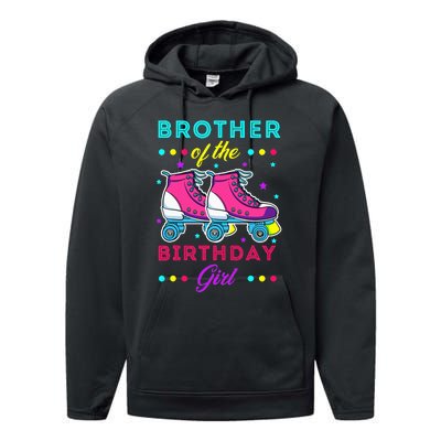 Brother of the Birthday Roller Skates Bday Skating Performance Fleece Hoodie