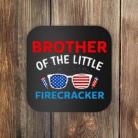 Brother Of The Little Firecracker 4th of July Birthday Gifts Coaster