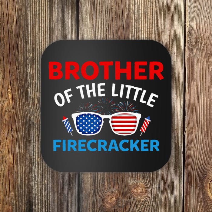 Brother Of The Little Firecracker 4th of July Birthday Gifts Coaster