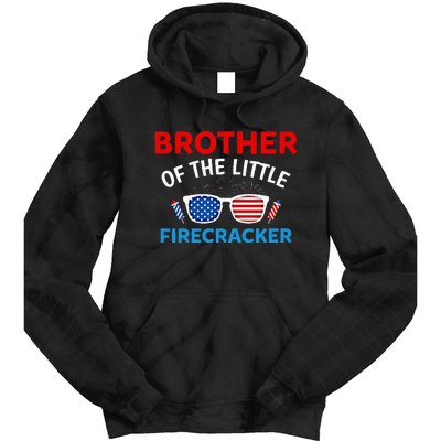 Brother Of The Little Firecracker 4th of July Birthday Gifts Tie Dye Hoodie