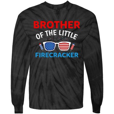 Brother Of The Little Firecracker 4th of July Birthday Gifts Tie-Dye Long Sleeve Shirt