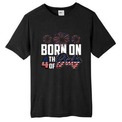 Born On The Fourth Of July 4th Of July Birthday Patriotic Tall Fusion ChromaSoft Performance T-Shirt