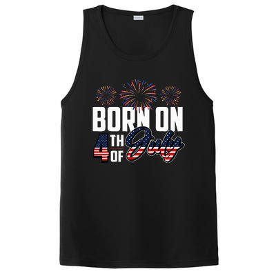 Born On The Fourth Of July 4th Of July Birthday Patriotic PosiCharge Competitor Tank