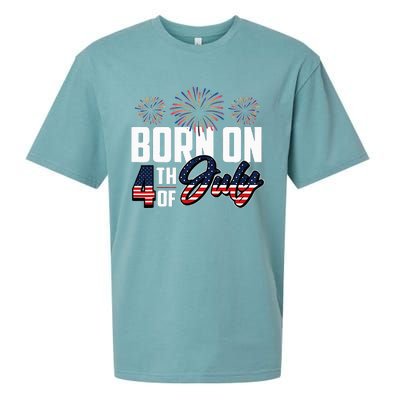 Born On The Fourth Of July 4th Of July Birthday Patriotic Sueded Cloud Jersey T-Shirt