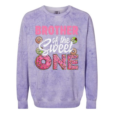 Brother Of The Sweet One Birthday 1st Bday Donut One Party Colorblast Crewneck Sweatshirt