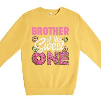 Brother Of The Sweet One Birthday 1st Bday Donut One Party Premium Crewneck Sweatshirt