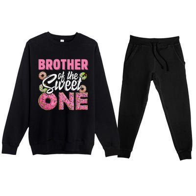 Brother Of The Sweet One Birthday 1st Bday Donut One Party Premium Crewneck Sweatsuit Set