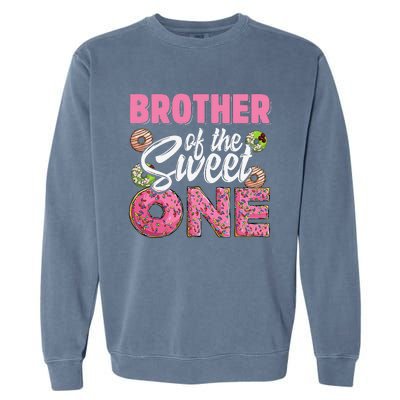 Brother Of The Sweet One Birthday 1st Bday Donut One Party Garment-Dyed Sweatshirt