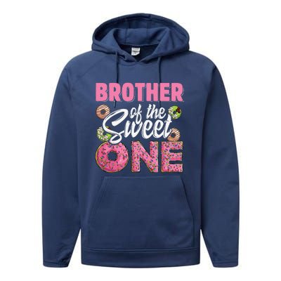 Brother Of The Sweet One Birthday 1st Bday Donut One Party Performance Fleece Hoodie