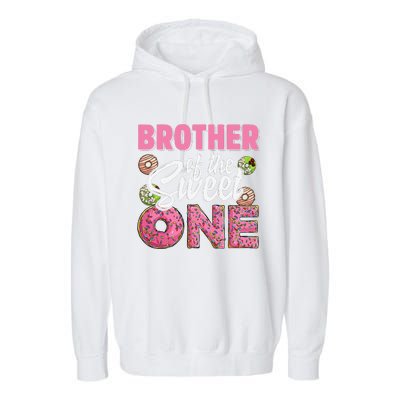 Brother Of The Sweet One Birthday 1st Bday Donut One Party Garment-Dyed Fleece Hoodie