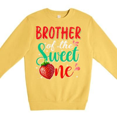 Brother Of The Sweet One Strawberry 1st Birthday Family Premium Crewneck Sweatshirt