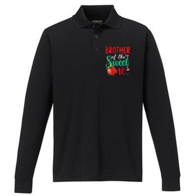 Brother Of The Sweet One Strawberry 1st Birthday Family Performance Long Sleeve Polo