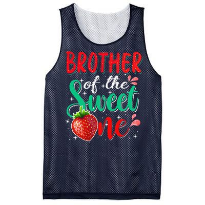 Brother Of The Sweet One Strawberry 1st Birthday Family Mesh Reversible Basketball Jersey Tank