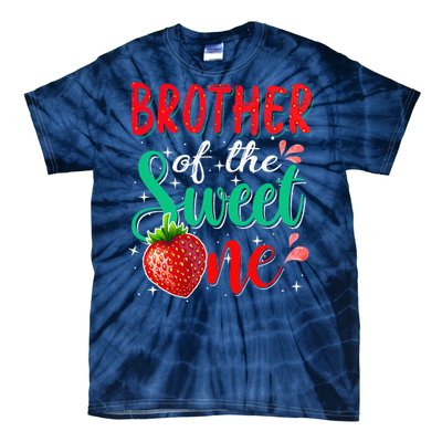 Brother Of The Sweet One Strawberry 1st Birthday Family Tie-Dye T-Shirt