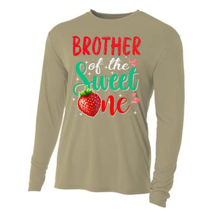 Brother Of The Sweet One Strawberry 1st Birthday Family Cooling Performance Long Sleeve Crew