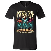 boots on the ground where them fans at V-Neck T-Shirt