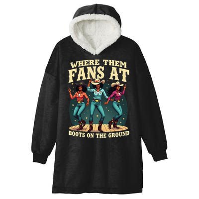 boots on the ground where them fans at Hooded Wearable Blanket