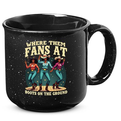 boots on the ground where them fans at 15oz Campfire Ceramic Mug