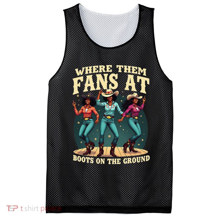 boots on the ground where them fans at Mesh Reversible Basketball Jersey Tank