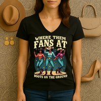 boots on the ground where them fans at Women's V-Neck T-Shirt