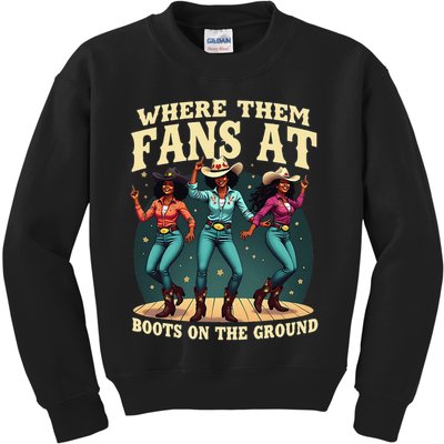 boots on the ground where them fans at Kids Sweatshirt