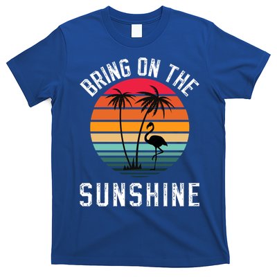 Bring On The Sunshine Vintage Sunset Palm Tree Flamingo Gift T-Shirt