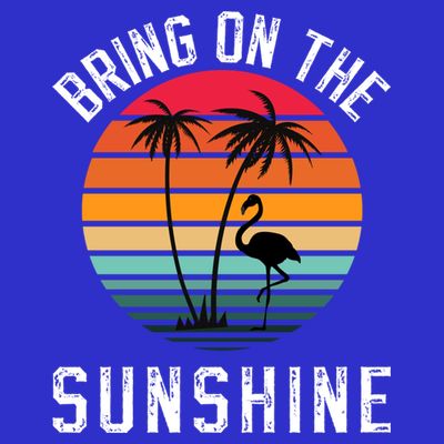 Bring On The Sunshine Vintage Sunset Palm Tree Flamingo Gift T-Shirt