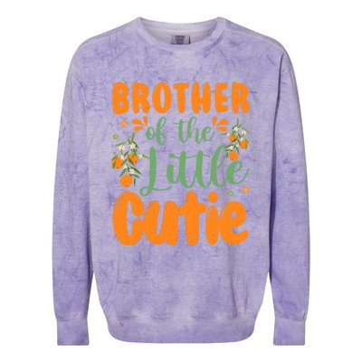 Brother Of The Little Cutie 1st Birthday Family Matching Colorblast Crewneck Sweatshirt