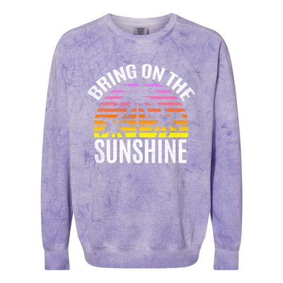 Bring On The Sunshine Gift Retro Palm Trees And Sunset Meaningful Gift Colorblast Crewneck Sweatshirt