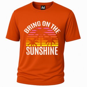 Bring On The Sunshine Gift Retro Palm Trees And Sunset Meaningful Gift Cooling Performance Crew T-Shirt