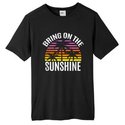 Bring On The Sunshine Gift Retro Palm Trees And Sunset Meaningful Gift Tall Fusion ChromaSoft Performance T-Shirt