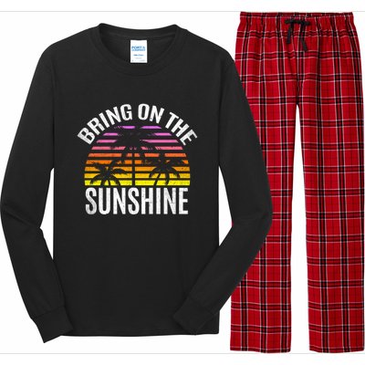 Bring On The Sunshine Gift Retro Palm Trees And Sunset Meaningful Gift Long Sleeve Pajama Set