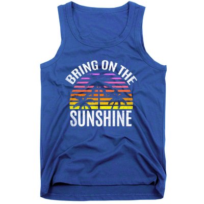 Bring On The Sunshine Gift Retro Palm Trees And Sunset Meaningful Gift Tank Top