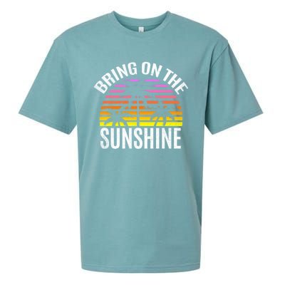 Bring On The Sunshine Gift Retro Palm Trees And Sunset Meaningful Gift Sueded Cloud Jersey T-Shirt